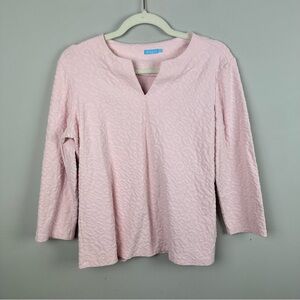 K. McLaughlin Pink Textured Top 3/4 sleeve sz L